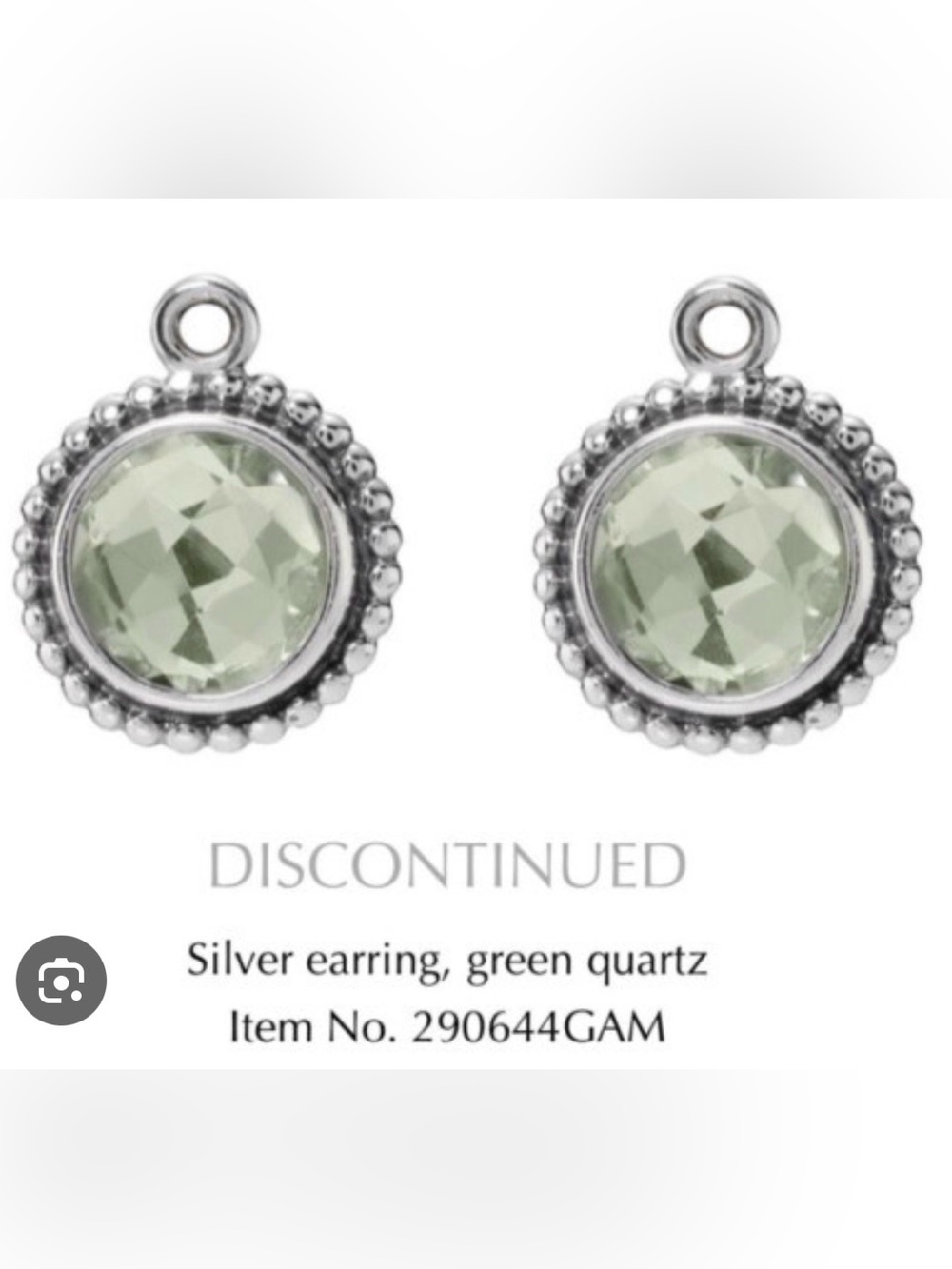 Pandora Green Quartz Silver Studs